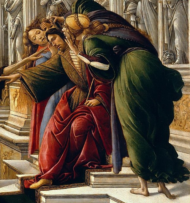 Re MIda, particolare di La calunnia di Apelle. Sandro Botticelli